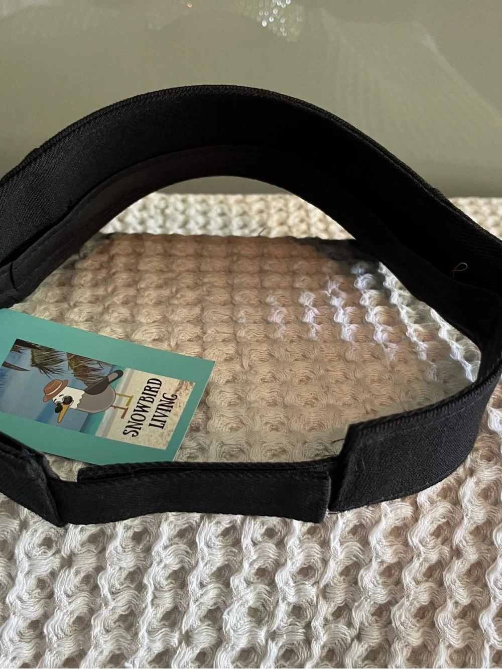 Snowbird living Black Crystal Visor with American Flag Patch 483